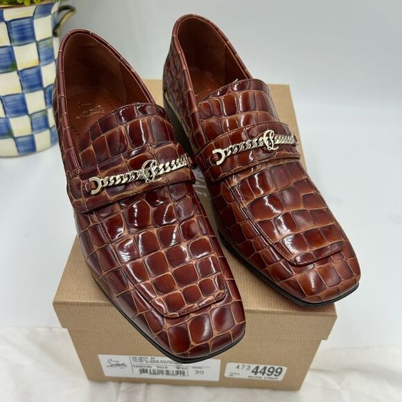 Women’s Christian Louboutin, MJ moc leather loafers size 39 made in Italy - Picture 1 of 11